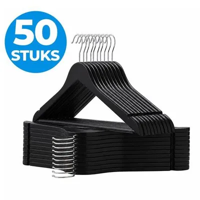 Obrázek produktu pro ACAZA, černé dřevěné ramínka na oblečení, s otočným hákem, protiskluzová, sada 50 kusů – 6,40 kg