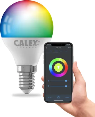 Produktbild von Calex Smart LED Lampe, E14, P45, RGB-Farben & kalt- bis warmweiß Licht, dimmbar, WLAN App- & Sprachsteuerung
