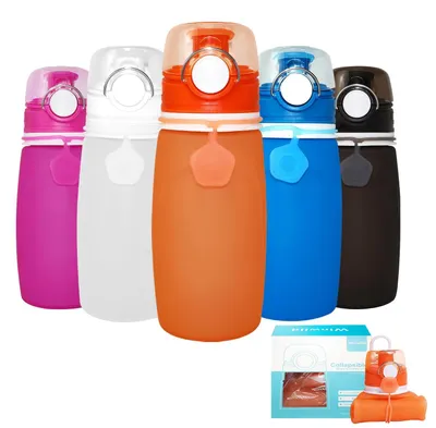 Image de Omgoods - Bouteille pliable en silicone, 550 ml - Légère et étanche, idéale pour le sport et les activités de plein air