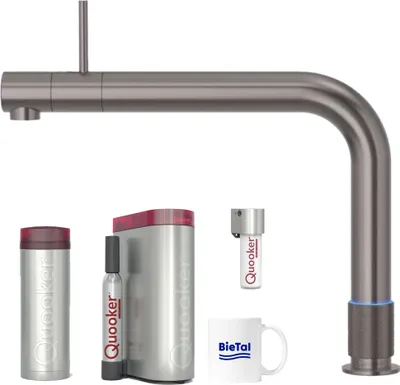 Produktbild von Quooker Wasserhahn Front Gunmetal PRO3 Heißwasser Sprudelwasser CUBE mit Filter