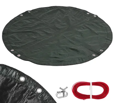Produktbild von Runde Poolabdeckung - Abdeckplane für Aufstellpool - Wasserdichtes Laubnetz - Für Winter und Sommer - 340–400 cm