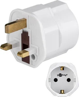 Produktbild von Goobay Netzadapter UK, Weiß - Schutzkontaktbuchse (Typ F, CEE 7/3) > UK 3-Pin-Stecker (Typ G, BS 1363)
