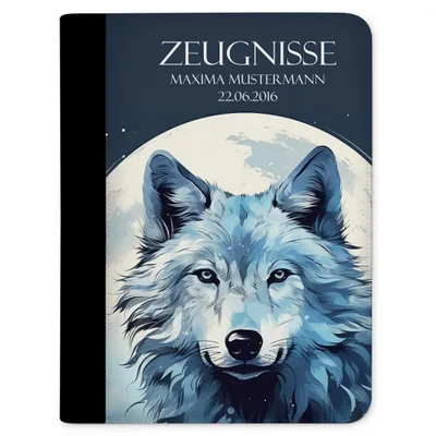 Produktbild von Zeugnismappe, Dokumentenmappe, Ordner A4, Wolf blau
