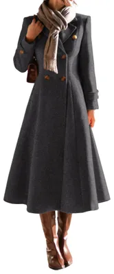Produktbild von IDEALSANXUN Langer Damen-Trenchcoat aus Wolle, für Herbst und Winter, zweireihig
