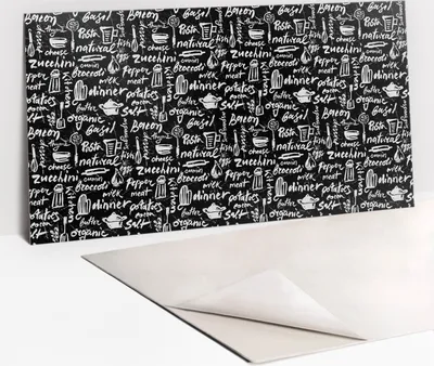 Produktbild von Dekorative PVC Wandpaneele - Küchenpaneele Rückwand hart Innenwand - 100 x 50 - Schwarz -Weiß -Kücheninschriften