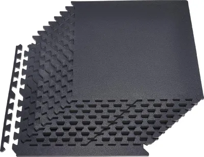 Obrázok produktu pre VEVOR 12 x puzzle podložka na ochranu podlahy 610 x 610 x 14 mm, podložka z vysoko hustotnej EVA peny, zapadajúca fitness podložka, gymnastická podložka, športová podložka, tréningová podložka, čierna, domáca posilňovňa