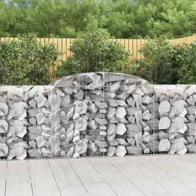 Produktbild von The Living Store Gabionen mit Hochbogen 11 Stk 300x50x100/120cm Verzinktes Eisen