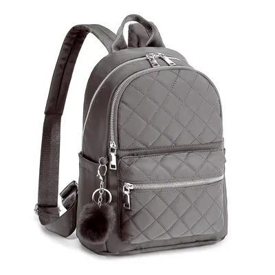 Produktbild von Daypack Cityrucksack, Damen Klein Rucksack, Nylon Wasserdicht Daypacks mit Anhänger Quaste hängen Tasche Diebstahlsicher Casual Daypack (Grau)