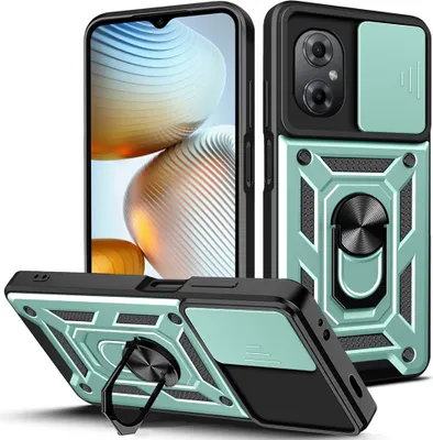 Produktbild von Xiaomi Poco M4 5G Hülle mit Ring Ständer Halter Dia Kameraschutz TPU PC Schutzhülle für Xiaomi Poco M4 5G Grün