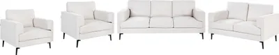 Produktbild von BELIANI 7-Sitzer Sofa Set Hellbeige Stoff Gepolstert mit Breiten Armlehnen Schwarze Hohe Metallbeine Schlicht Mid-Cenutry Modern Wohnzimmmer