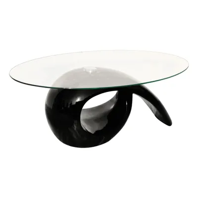 Produktbild von vidaXL Couchtisch mit ovaler Glasplatte Hochglanz Schwarz