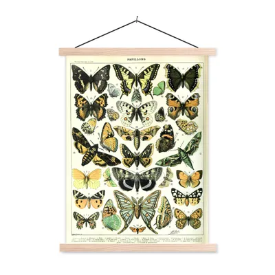 Produktbild von MuchoWow® Textilposter Tiere - Schmetterling - Gelb 120x160 cm mit holzfarbenen Rahmen - Plakatkarton