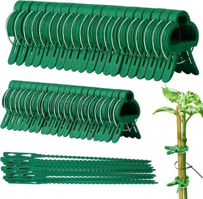 Produktbild von Famanu Pflanzenstützen 40 cm - Metallstützen mit 20 Pflanzenbindern und 10 Pflanzenclips