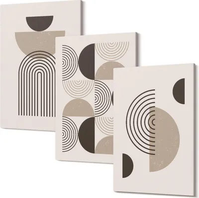 Produktbild von Leinwandbilder – Wandbilder – Leinwandbild – Canvas Bild – Polycanvas – Kunstdruck –  – Modern – Aufhängefertig – Mehrteilig – 3-Teilig – 40x60 Cm Pro Bild - Abstrakte geometrische Muster Minimalismus