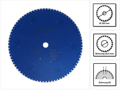 Obrázek produktu pro Bosch Professional 1x kotoučová pila Expert na ocel (na ocel, pilový kotouč Ø 355 x 25,4 x 2,6 mm, 80 zubů, příslušenství kotoučové pily)