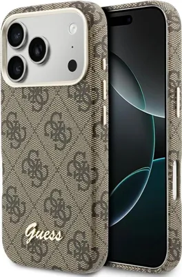 Immagine prodotto di Custodia per iPhone 17 Pro, Guess Script 4G Logo per MagSafe, marrone