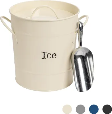 Produktbild von Harbour Housewares Industrieller Eiskübel mit Scoop - Vintage Style Doppelschalig Stahl Champagner-Kühler - Cream