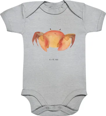 Produktbild von Mr. & Mrs. Panda strampelanzug Sternzeichen Krebs 1. - 3. Monat - Heather Grey - Geschenk, Strampler Baby, Einteiler, babykleidung body, Meer, Babystrampler, Krabbe