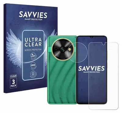 A product shot showing a phone and its screen protector packaging.