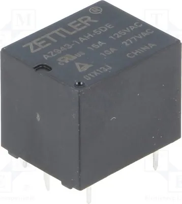 Immagine prodotto di 1 relè: bobina elettromagnetica, alimentazione: 5 VDC, 15 A / 125 VAC, modello: AZ943-1AH-5DE