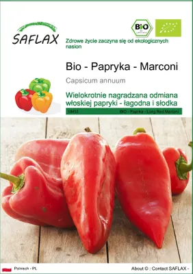Zdjęcie produktu dla SAFLAX - Bio - Papryka - Marconi - 20 Nasiona - Capsicum annuum