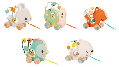 Produktbild von Janod Holz Babyspielzeug - Looping Ziehfiguren Tiere