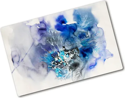 Produktbild von Tulup Glas Herdabdeckplatte - 80x52 cm - Glaskeramikkochfeld-Abdeckung Spritzschutz Glasabdeckplatte - Einteilig - Kunst: Modern & Klassisch - Abstrakte Blumen - Blau