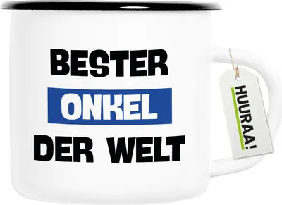 Produktbild von Huuraa Emaille Tasse Bester Onkel der Welt 300ml Vintage Campingbecher Geschenkidee