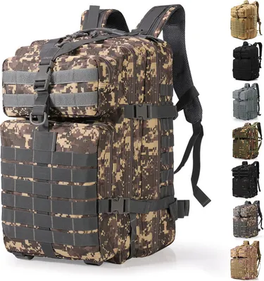 Produktbild von (ACU) Wasserdicht Militärrucksack Taktischer Rucksack 45L Militär Kampfrucksack Armee Rucksack MOLLE Assault Pack Taktischer für Outdoor Wandern Camping Trekking Angeln Jagd