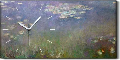 Produktbild von Dekor Leinwand Uhr Wandbilder Geräuschlos Kunstdruck 60x30 Seerosen - weiße Hände