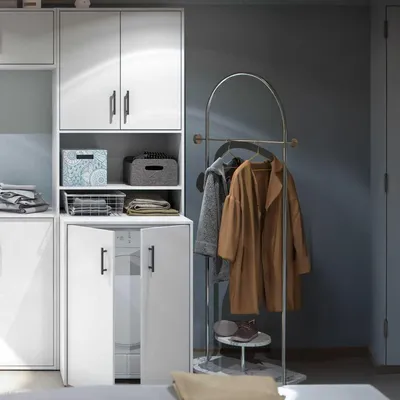 Image de Delebio - Armoire Polyvalente 2 Portes, 73x206h cm Blanc, 3 Étagères