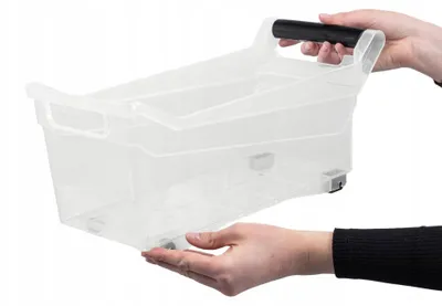Obrázek produktu pro Úložná krabice – organizér do skříně – objem 14 l – rozměry 38×18×25 cm – s kolečky – plast