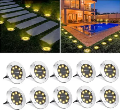 Produktbild von Tianpeng 12 x LED Solarlampe Bodeneinbaustrahler Solar Bodenleuchte Bodenlampe Außen 8Leds,Warmweiß
