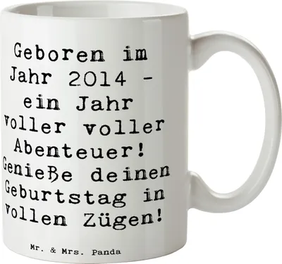 Produktbild von Mr. & Mrs. Panda Tasse Spruch 2014 Geburtstag Abenteuer - Weiß - Geschenk, Geburtstagserinnerungen, Kaffeebecher, Kaffeetasse, Geburtstagsgeschenk, Teetasse, Jahr voller