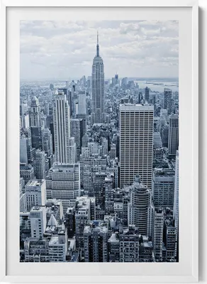 Produktbild von Blick auf New York– Wandbild mit Rahmen – Gerahmtes Bild  – Wanddekoration – 70x100 cm –  Weiß Rahmen