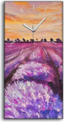 Produktbild von Wohnzimmer-Bild Leinwand Uhr Geräuschlos 30x60 Lavendelfeld Sonnenuntergang - weiße Hände