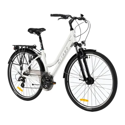Obrázok produktu pre Dámsky trekkingový bicykel ATTABO Trekking biely 19" s ľahkým hliníkovým rámom, odpruženou vidlicou SR Suntour, 21 rýchlosťami
