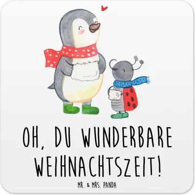 Produktbild von Mr. & Mrs. Panda Untersetzer für Gläser Smörle Winterzeit 10er Set - Weiß - Geschenk, Tassen, Glas-Untersetzer, Tischuntersetzer, Weihnachten, Grüße, Weihnachtszeit