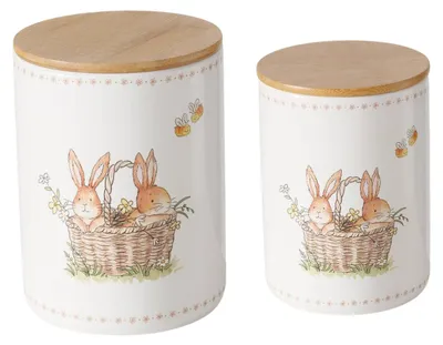 Produktbild von Küchenbehälter aus Keramik CHARMY, Hasenmuster, 2er-Set