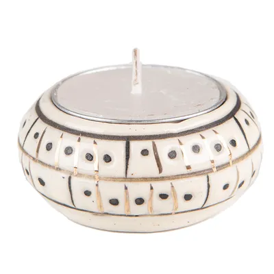 Produktbild von Clayre & Eef Teelichthalter Ø 6x3 cm Beige Keramik Rund