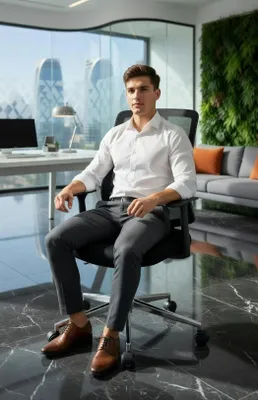 Immagine prodotto di Elegante sedia da ufficio con schienale in rete e robusta struttura in metallo