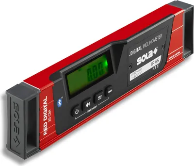 Zdjęcie produktu dla SOLA - RED 25 digital - poziomica cyfrowa 25 cm z Bluetooth - poziomica cyfrowa z wyświetlaczem LCD - zdalne sterowanie za pomocą smartfona i aplikacji - inklinometr cyfrowy - IP65