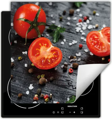 Produktbild von DarHaus Herdabdeckplatte 50x52 cm Anti Rutsch Matte Aufrollbar, Holz - Tomaten