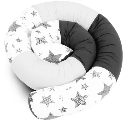 Produktbild von Amilian Bettschlange 210cm – Nestchenschlange für Babybett, Nestchen, Bettumrandung & Kantenschutz – Seitenschläferkissen – Bettrolle - Kopfschutz