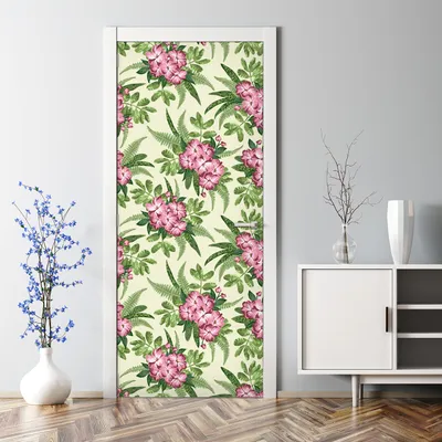 Produktbild von Dekorative Türtapete Wandtapete selbstklebend Türaufkleber Aufkleber Skizzierte Blumen 70 x 200 cm