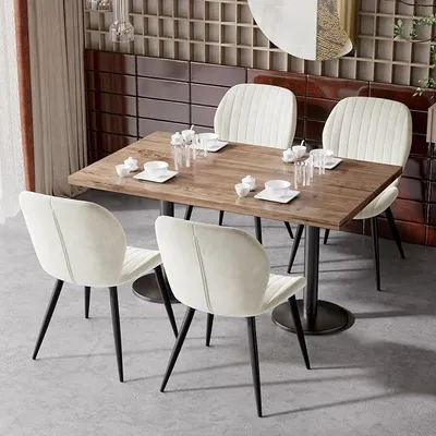 Imagen del producto de Juego de 4 sillas de comedor, diseño ergonómico, color crema