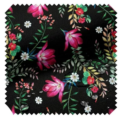 Produktbild von novely® OXFORD 210D - D212 Midnight Flowers - Bedruckter Polsterstoff - Outdoor Dekostoff - Wasserabweisende Reißfeste Meterware 1lfm