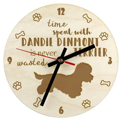 Obrázok produktu pre Dandie dinmont teriér - hodiny so psom, drevené hodiny s gravírovaním, personalizované hodiny od Art-Dog