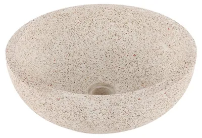Produktbild von Differenz Aufsatzwaschbecken 40 cm - Waschbecken Terrazzo Braun Beige - Waschtisch Bowl Rund - für Waschtischplatte - Ø40 cm Höhe 15 cm