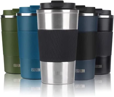 Reisebecher für Kaffee und Tee, isolierter Thermobecher mit auslaufsicherem Deckel - Edelstahl-Vakuumisolierung für heiße